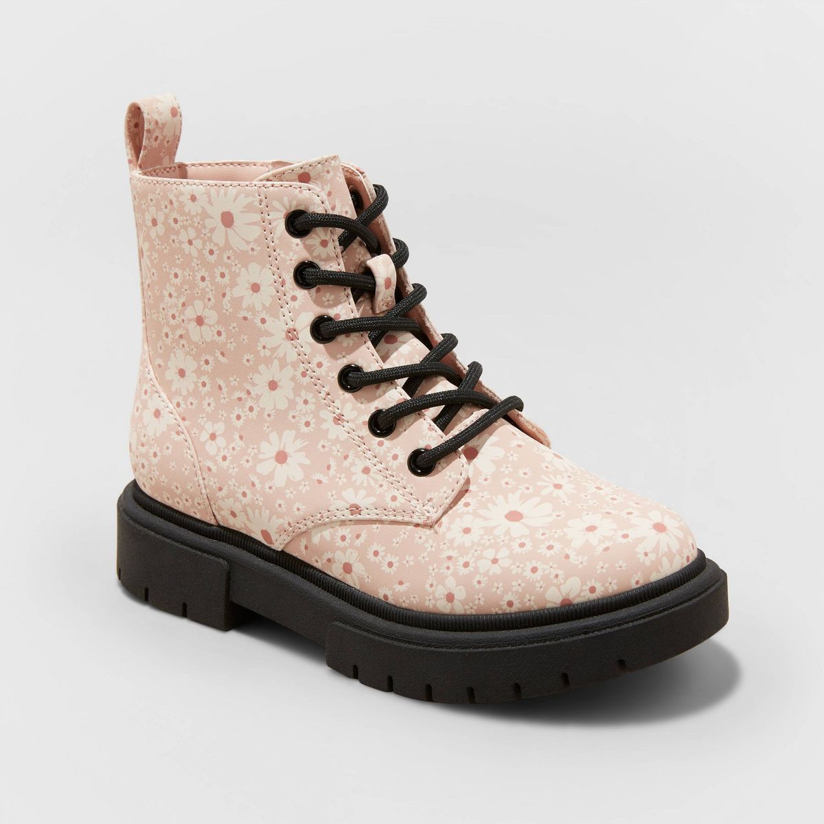 Girls' Kayden Floral Print Lug Sole Lace-Up Zipper Boots - art class™ | Target