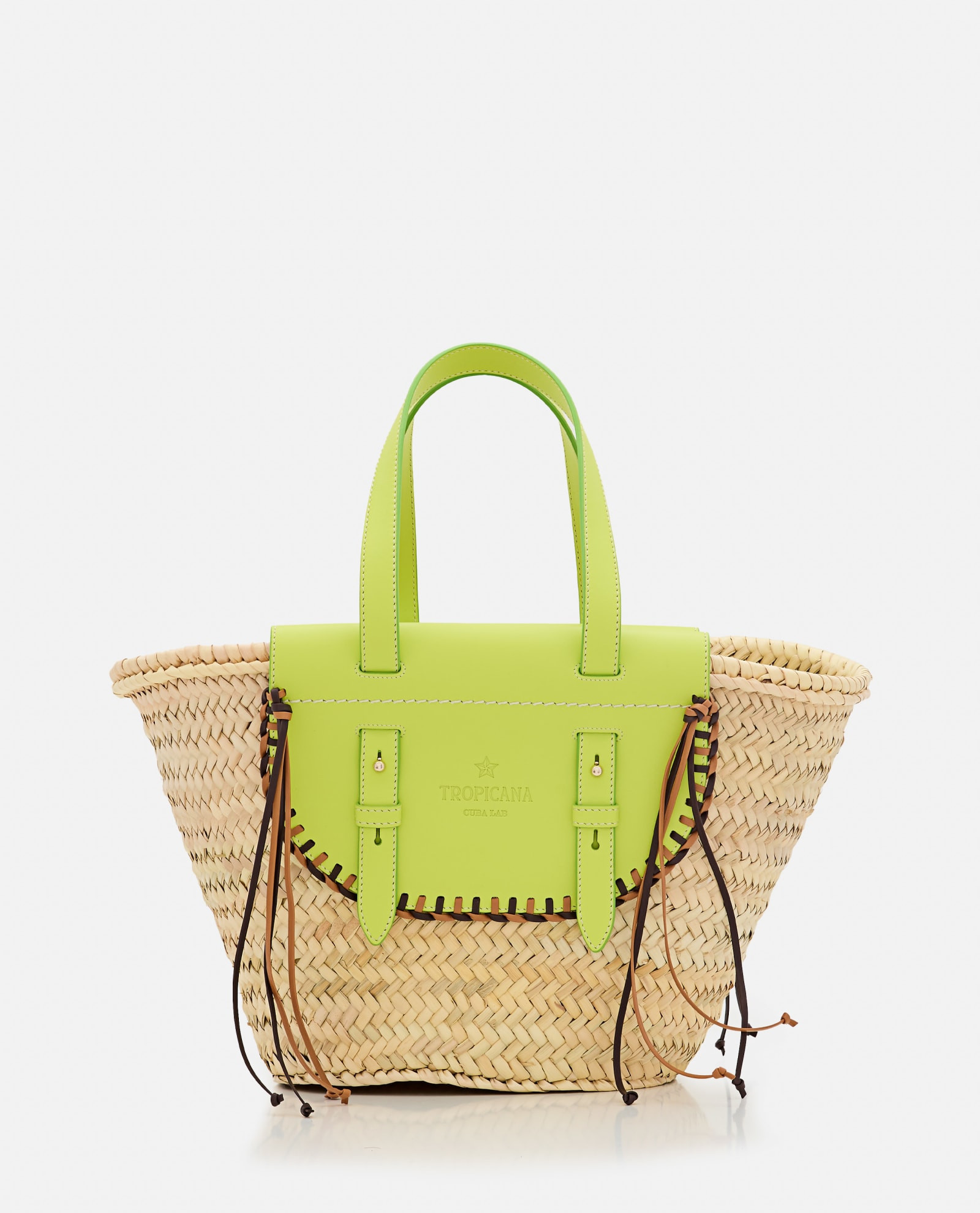 Cuba Lab Tropicana Straw And Leather Tote Bag | Italist.com US