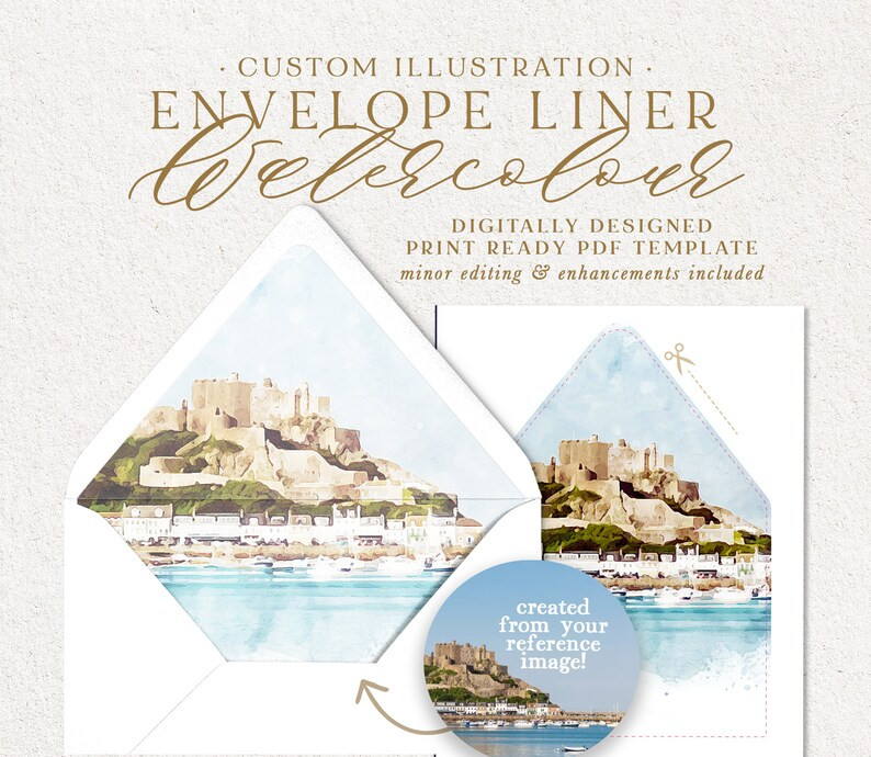 Custom Watercolour Envelope Liner Illustration, Digital Watercolor Invitation Envelope Template, ... | Etsy (US)