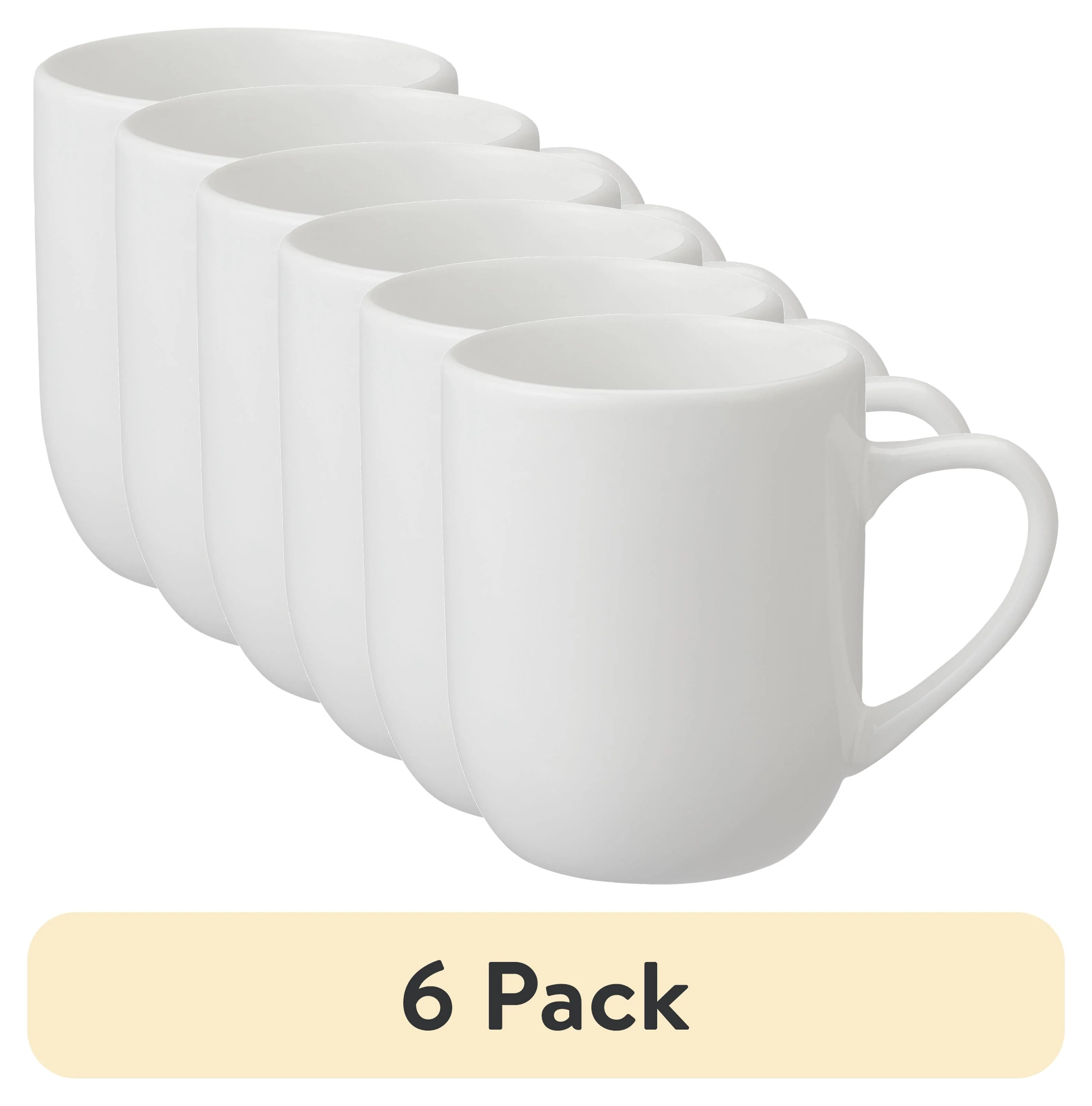 (6 pack) Mainstays Glazed White Stoneware 12 - Ounces Mug | Walmart (US)