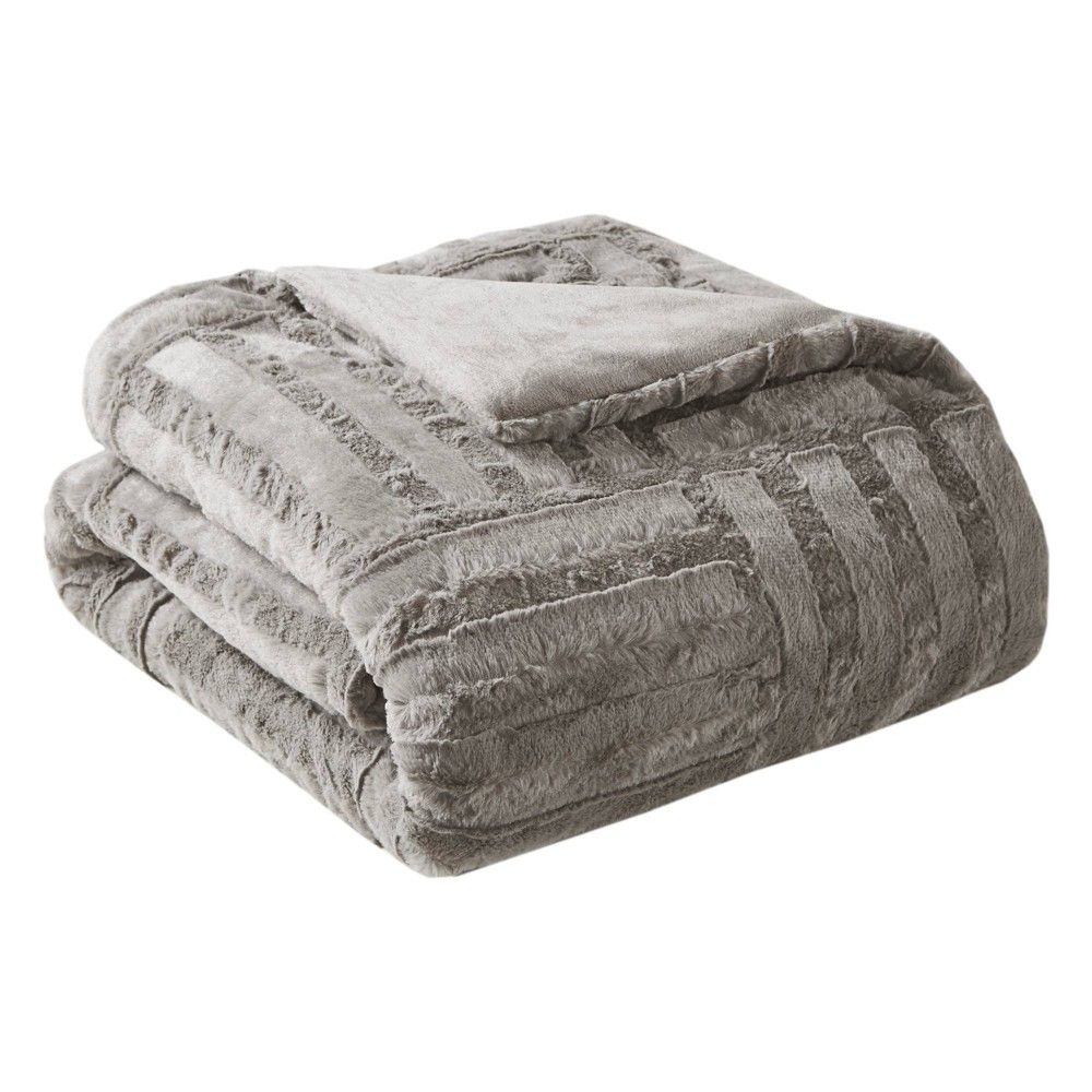 50""x60"" Polar Solid Faux Fur Throw Blankets Gray | Target