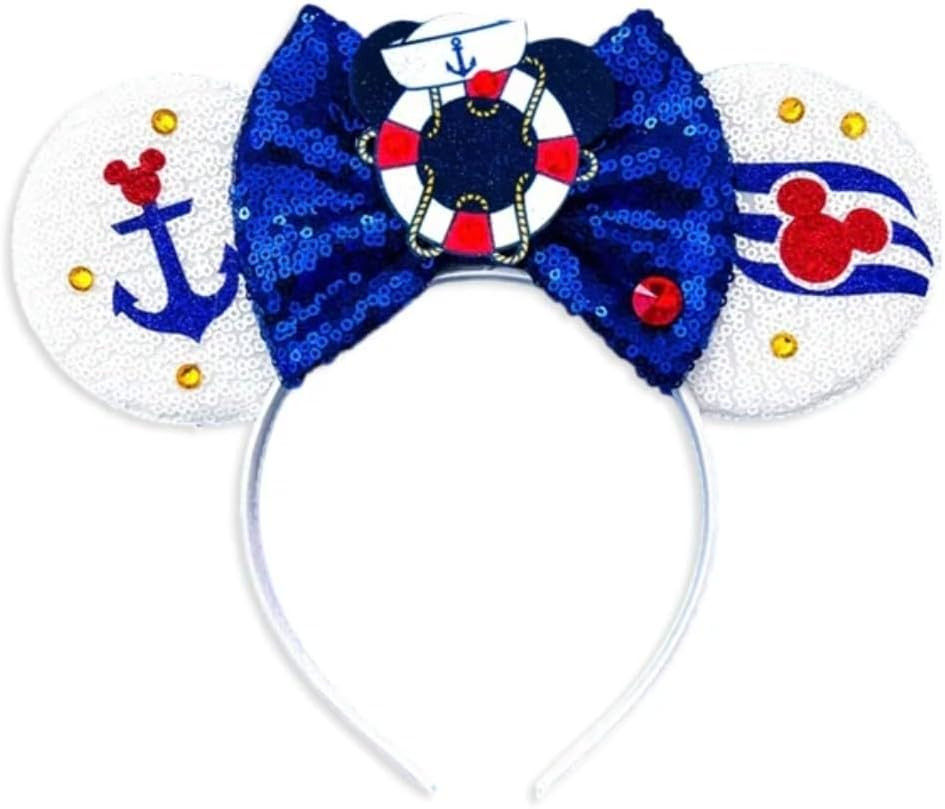 CLGIFT Cruise Minnie Ears,Pick your color, Boat Minnie Ears, Nautical minnie ears, Rainbow Sparkl... | Amazon (US)