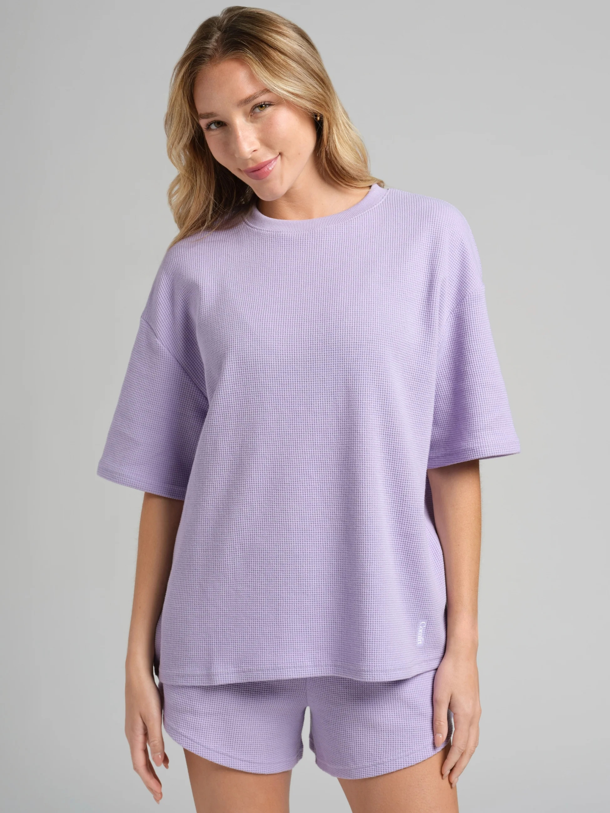 Comfrt Waffle Lounge Tee Shirt | Lavender | XL | Comfrt