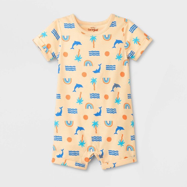 Baby Graphic Short Sleeve Romper - Cat & Jack™ Cream | Target