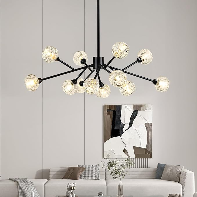 Sputnik Chandeliers for Dining Room Light Fixture Over Table, Modern Crystal Chandeliers, 12 Ligh... | Amazon (US)