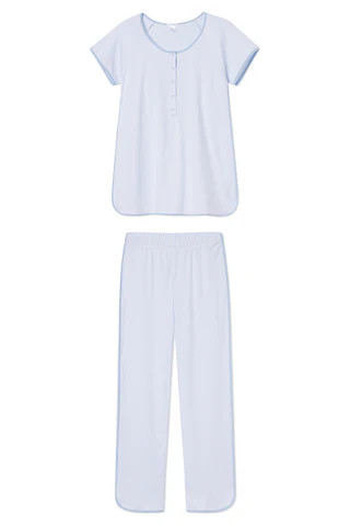 Pima Maternity Short-Long Set in French Blue | LAKE Pajamas