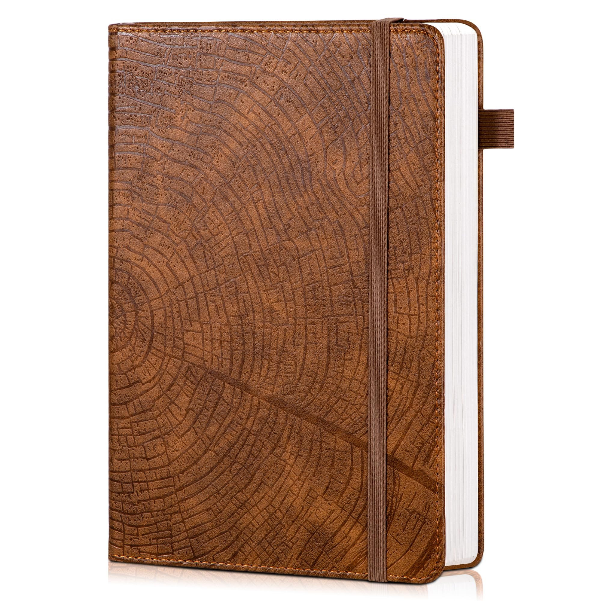 CAGIE Lined Journal for Men Women, Tree Growth Ring Leather Bound Journal Notebook, 256 Pages 100 GSM Journals for Writing, A5 Hardcover Journaling Notebooks for Work, Note Taking | Amazon (US)