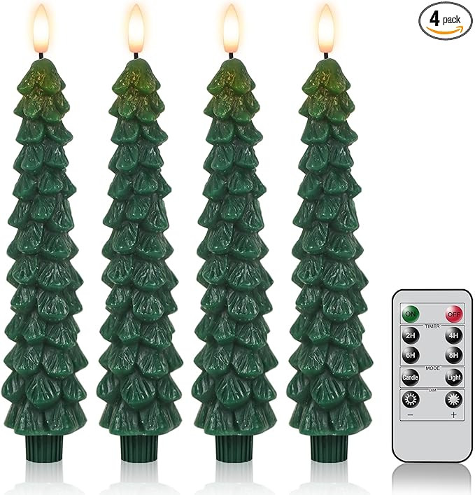 DRomance Christmas Tree Flameless Taper Candles Battery Operated with 10-Key Remote and Timer Rea... | Amazon (US)