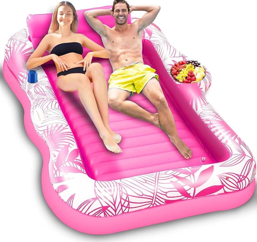 TURNMEON Inflatable Pool Float Sunbathing Lounge Floaties Raft with Cup Holder | Amazon (CA)