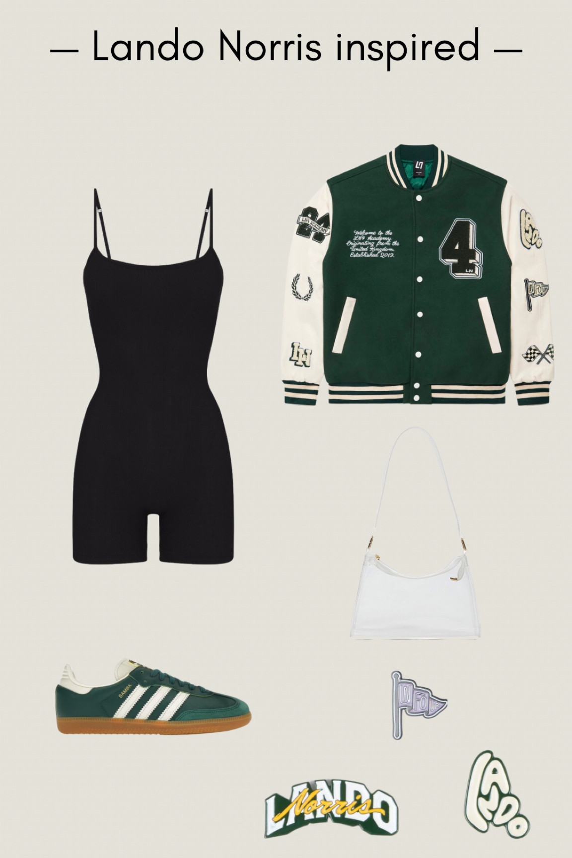 F1 Las Vegas Outfit 




McLaren, F1 outfit, LVGP, lando Norris outfit, varsity jacket outfit, green sambas, green jacket, fall outfit, concert outfit, McLaren F1, formula 1, grand Prix, stadium purse, black onesie 

#LTKSeasonal #LTKStyleTip #LTKFindsUnder100