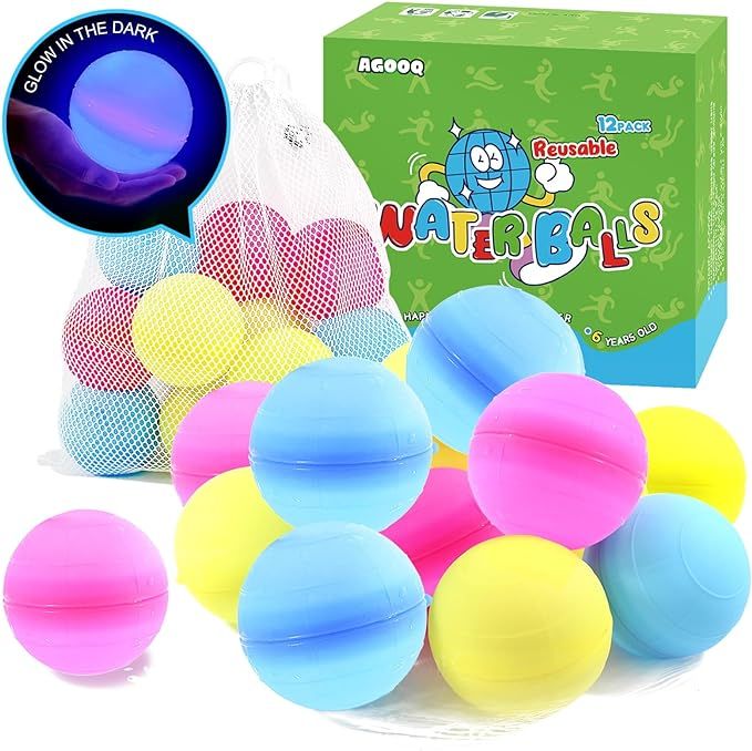 Reusable Water Balloons 12 Glow in The Dark Water Balls Latex-Free Silicone Water Splash Ball wit... | Amazon (US)