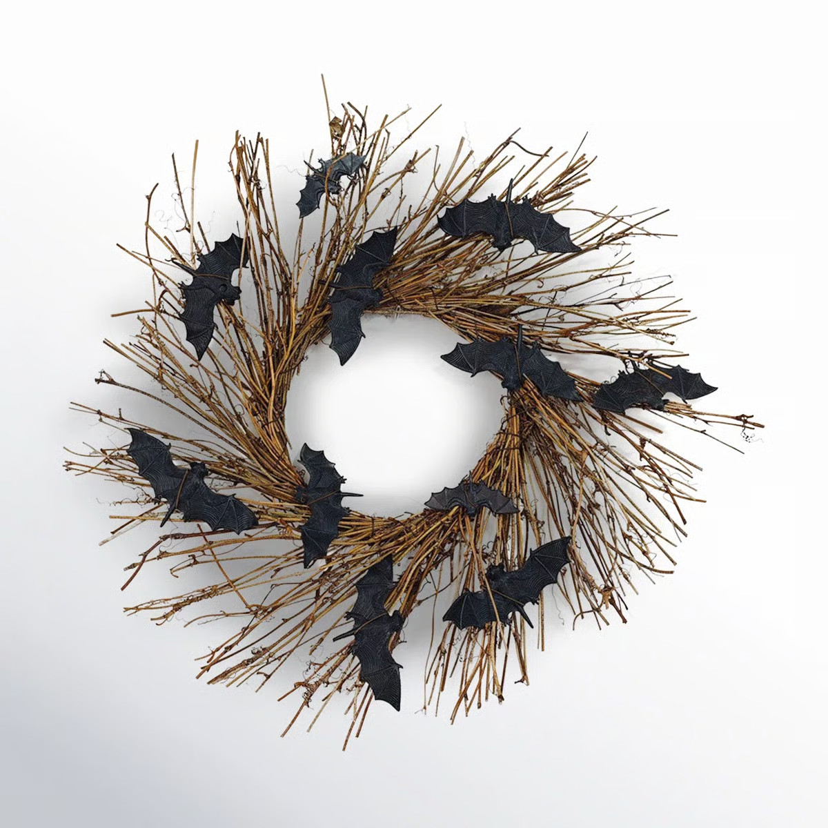 17.7 Halloween Wreath Bats Wreath Halloween Decoration, Bats Grapevine Wreath Rattan Halloween Tw... | Wayfair North America