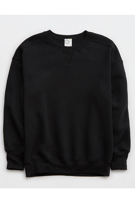 OFFLINE By Aerie Cloud Fleece Oversized Crewneck Sweatshirt Women's True Black XXS | Aerie