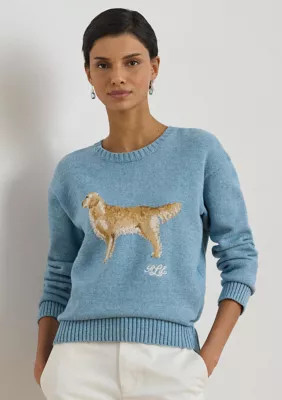 Lauren Ralph Lauren Women's Intarsia-Knit Golden Retriever Sweater, Large | Belk