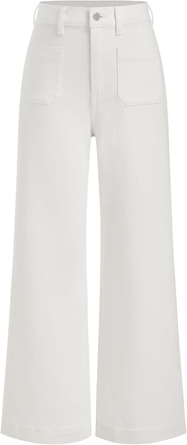 CIDER Womens Wide Leg Jeans Cropped Length High Waisted Stretchy Denim Flared Pants with Pockets | Amazon (US)