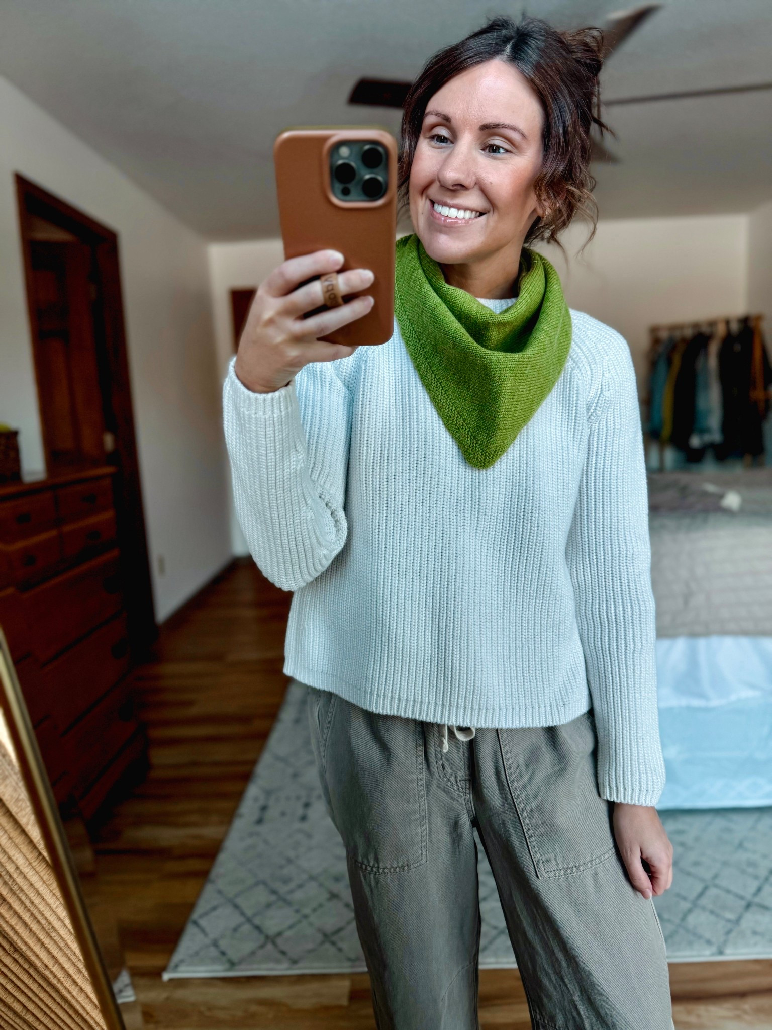 Small in my sweater (ivory) and size xs petite/short in my pants. Love this scarf (also have it in tan!)

#LTKootd #LTKSeasonal #LTKgrwm