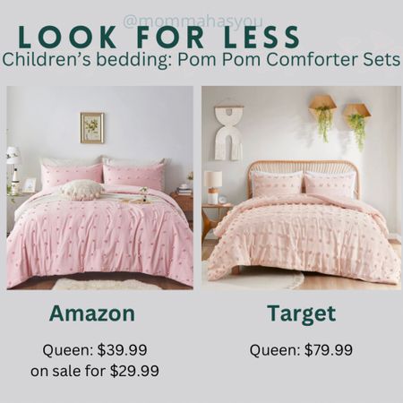 Another look for less. Target verse Amazon pom pom pink comforter set. Comes in multiple sizes. Amazon set is on sale now. Little girls room decor. Bedroom makeover. Holiday gifts for daughters. 

#LTKkids #LTKhome #LTKGiftGuide