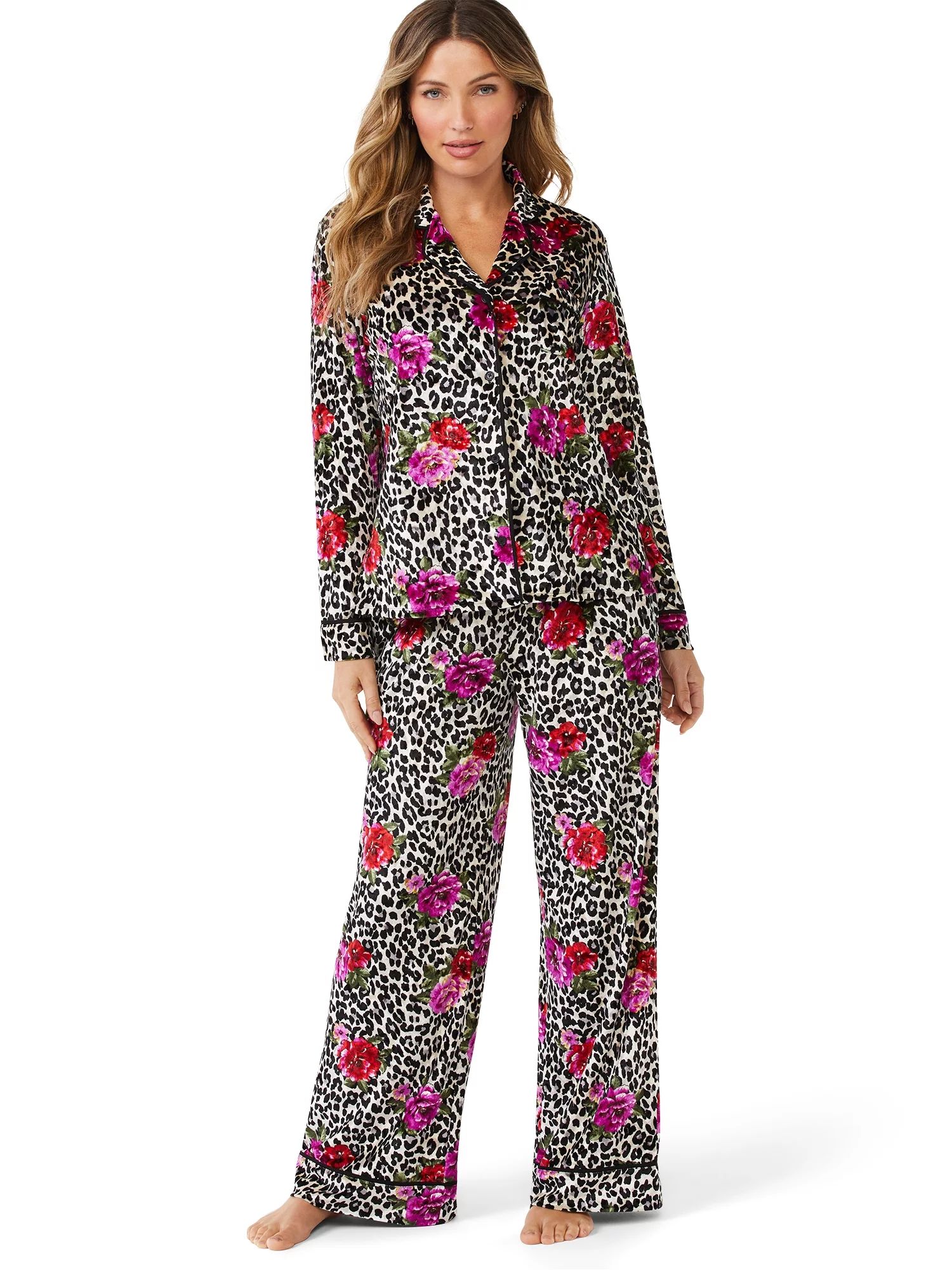 Sofia Intimates by Sofia Vergara Women's and Women's Plus Size Crushed Velvet Pajama Set, 2-Piece... | Walmart (US)