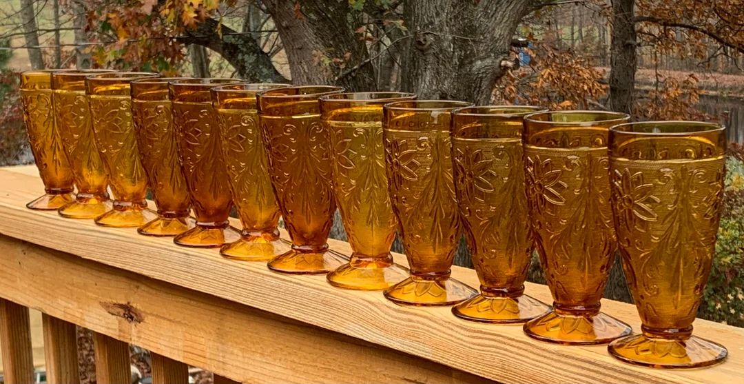 12 Vintage Amber Tiara Sandwich Pattern Glass 10 oz. Drink Glasses - Very Good Vintage Condition - B | Etsy (AU)
