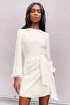 Believe It or Knot White Long Sleeve Tie-Front Skater Dress | Lulus (US)