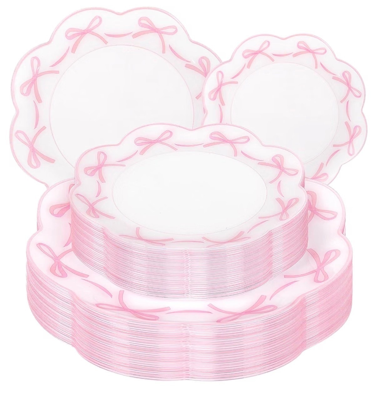 LIYH 60 Pcs Pink Bow Plastic Plates for Party - Pink Scalloped Scalloped Plates Disposable Heavyduty for Decorative Tableware for Holiday Party Decor Supplies - 10.25" Dinner & 7.5" Dessert Plate

Amazon party supplies
Pink party theme 
Birthday party supplies

#LTKHome #LTKSeasonal #LTKWedding