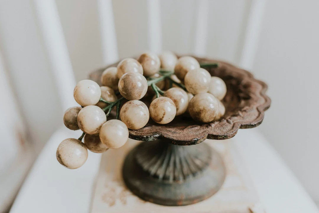 Vintage Alabaster Grape Cluster MCM Variegated Ivory Alabaster Stone Fruit - Etsy | Etsy (US)