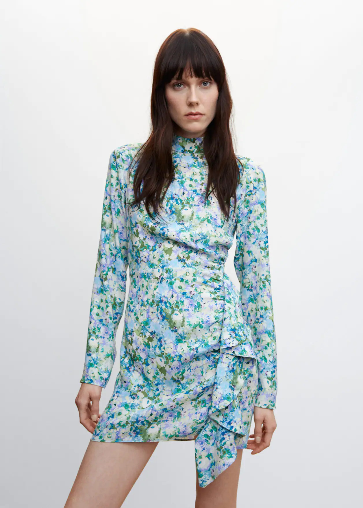 Ruffled floral print dress -  Women | Mango USA | MANGO (US)