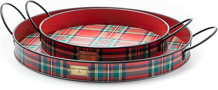MACKENZIE-CHILDS Serving Trays, Decorative Serving Tray Set, Tartastic, Set of 2 | Amazon (US)