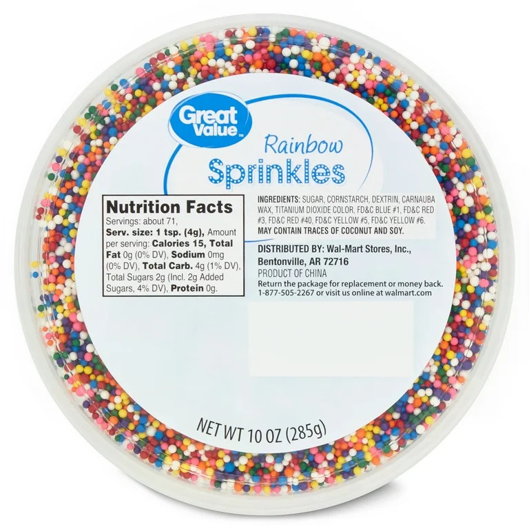 Great Value Rainbow NP Sprinkles Tub 10oz | Walmart (US)