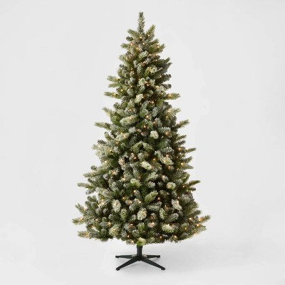 7ft Pre-Lit Full Frosted Glittered Douglas Fir Artificial Christmas Tree Clear Lights - Wondersho... | Target