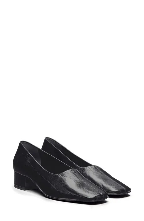 Reformation Inez Square Toe Pump in Black Eel at Nordstrom, Size 10.5 | Nordstrom