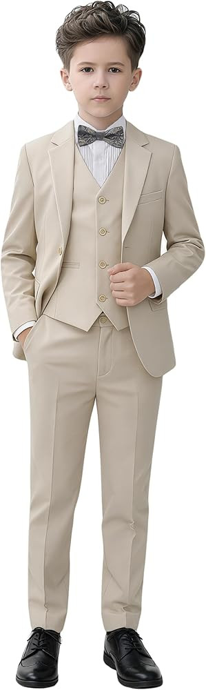 YuanLu Boys Suit for Kids Tuxedo Wedding Ring Bearer Outfit, 5 Piece Boy Slim Fit Formal Suits wi... | Amazon (US)
