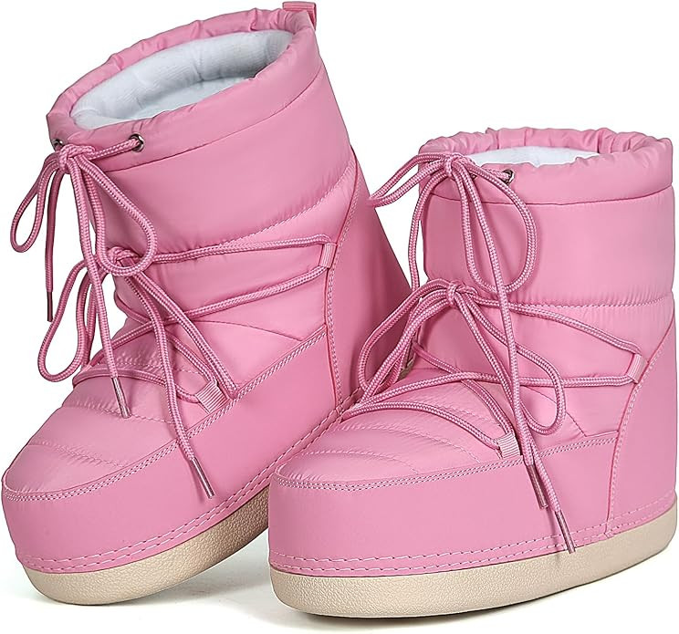 QLR Womens Winter Snow Boots Anti-Slip Ankle Booties with Warm Lining Lace-up Outdoor Shoes | Amazon (US)