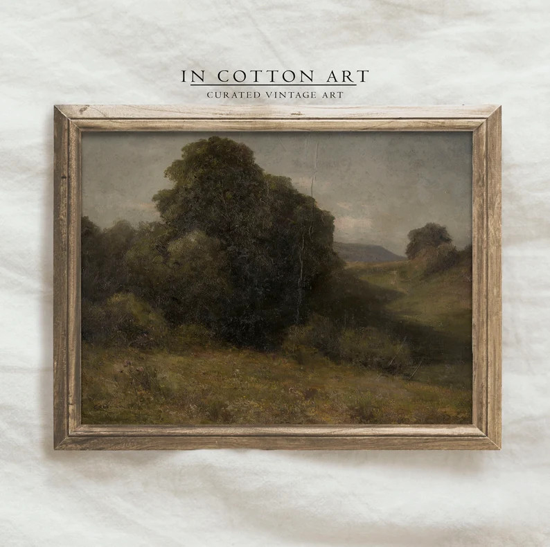 Vintage Green Moody Nature Landscape / Dark Scenery Art PRINTABLE / Antique Farmhouse Wall Decor ... | Etsy (US)