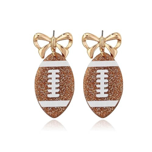 Football Earrings for Women Baseball Acrylic Bow Dangle Football Shape Game Day Outfits Sports Fan Jewelry Gifts | Amazon (US)