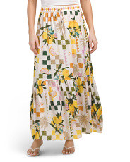 Pull On Maxi Skirt With Lemon Charm On Front Ties | TJ Maxx