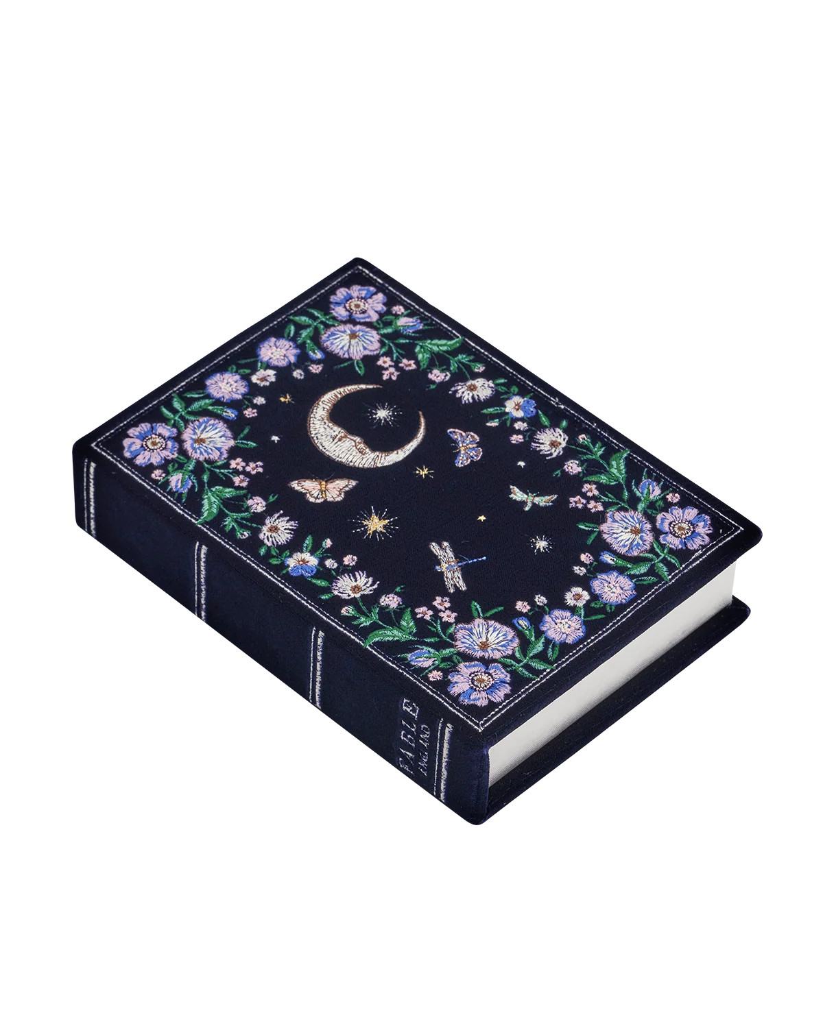 Marianne Midnight Garden Embroidered Book Box in Navy Velvet | Fable England