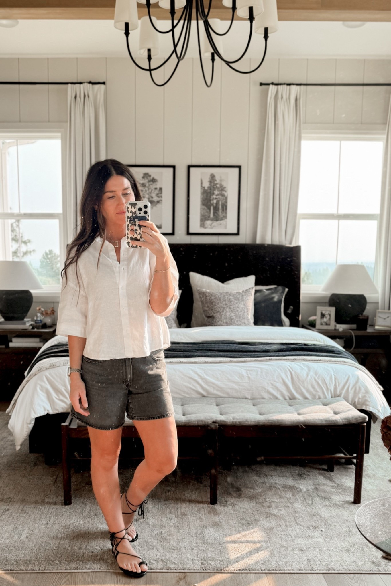 OOTD! Top is part of the Madewell sale! Sandals are on clearance at Target! 

Shorts, black shorts, Levi’s, Madewell, button up, top, linen, gauze, bedroom, decor, bed, sandals, target, OOTD, momiform, fall, transitional

#LTKSaleAlert #LTKxMadewell #LTKFindsUnder50
