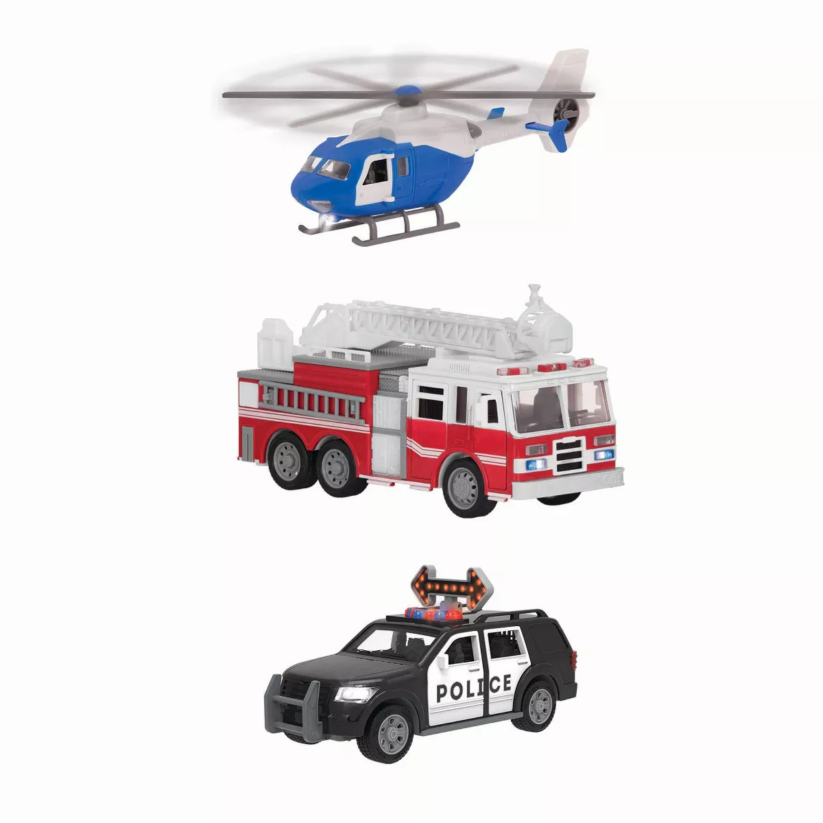 DRIVEN – Small Toy Emergency Vehicle Set – Micro Rescue Fleet - 3 pk | Target