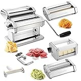 Pasta Maker Deluxe Set 5 Piece Steel Machine w Spaghetti Fettuccini Roller Angel Hair Ravioli Noo... | Amazon (US)