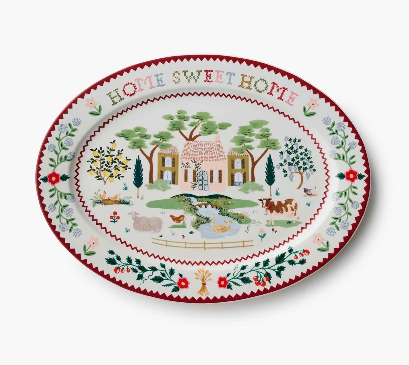 Large Porcelain Serving Platter

Serve hors d'oeuvres or family-style dishes on this elegant porcelain tray, featuring charming farm illustrations and cross stitch-inspired details.

#LTKSeasonal #LTKHome #LTKmomlife