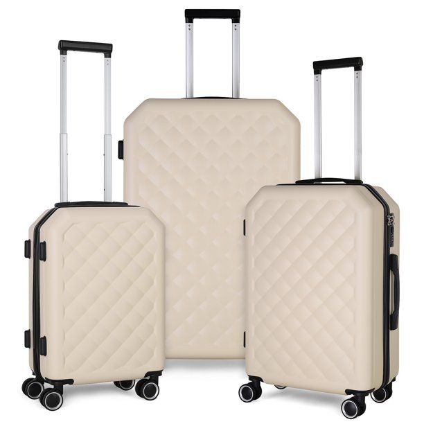 ABQ Pacific Aspire Hardside 3-Piece Luggage Set - Tan Beige | Walmart (US)