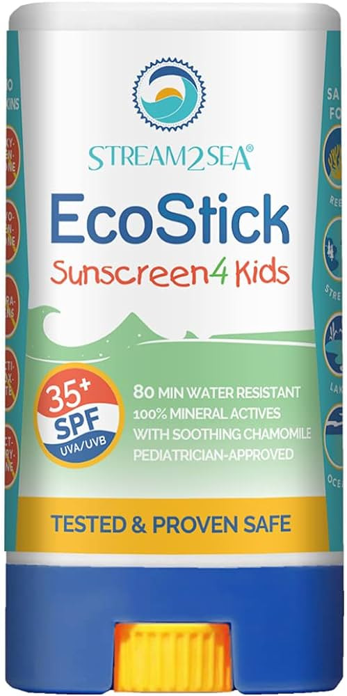 STREAM2SEA EcoStick SPF 35 Mineral Sunscreen Stick, Sweat Water Resistant Sunblock, USDA Approved... | Amazon (US)