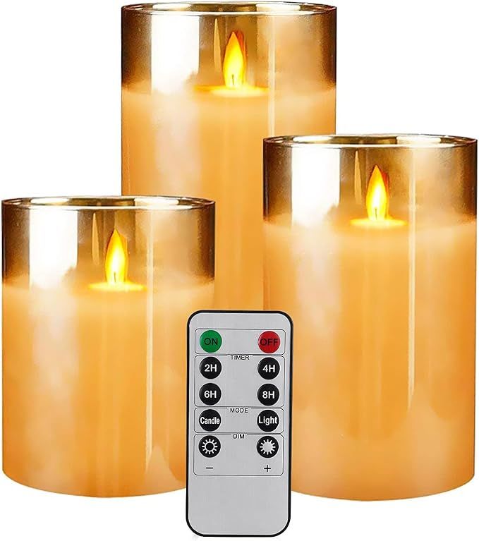 Flameless Led Candles Flickering,Yinuo Candle Real Wax Fake Wick Moving Flame Faux Wickless Pilla... | Amazon (US)