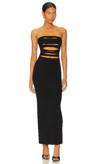 Carlita Midi Dress in Black | Revolve Clothing (Global)