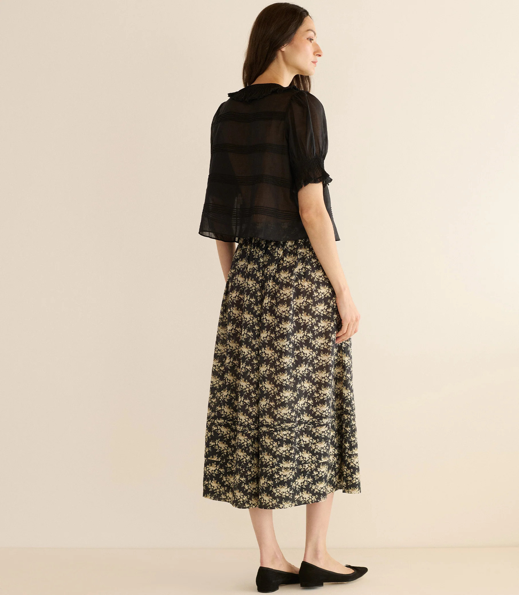 Marcie Skirt - Noir Rosier Floral | DOEN