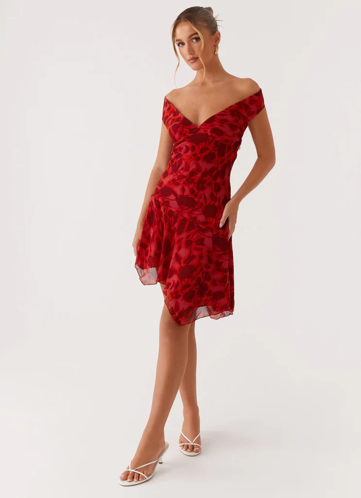 Alma Mini Dress - Deep Red Floral | Peppermayo (Global)