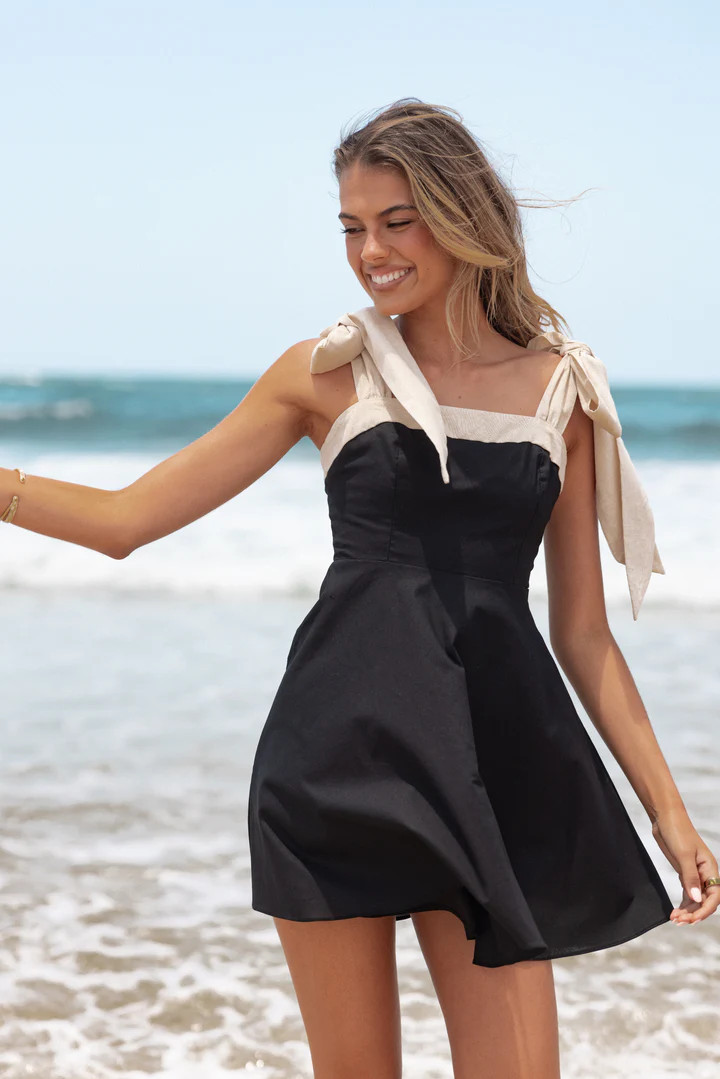 Olinda Mini Dress - Black/Cream | Petal & Pup (US)