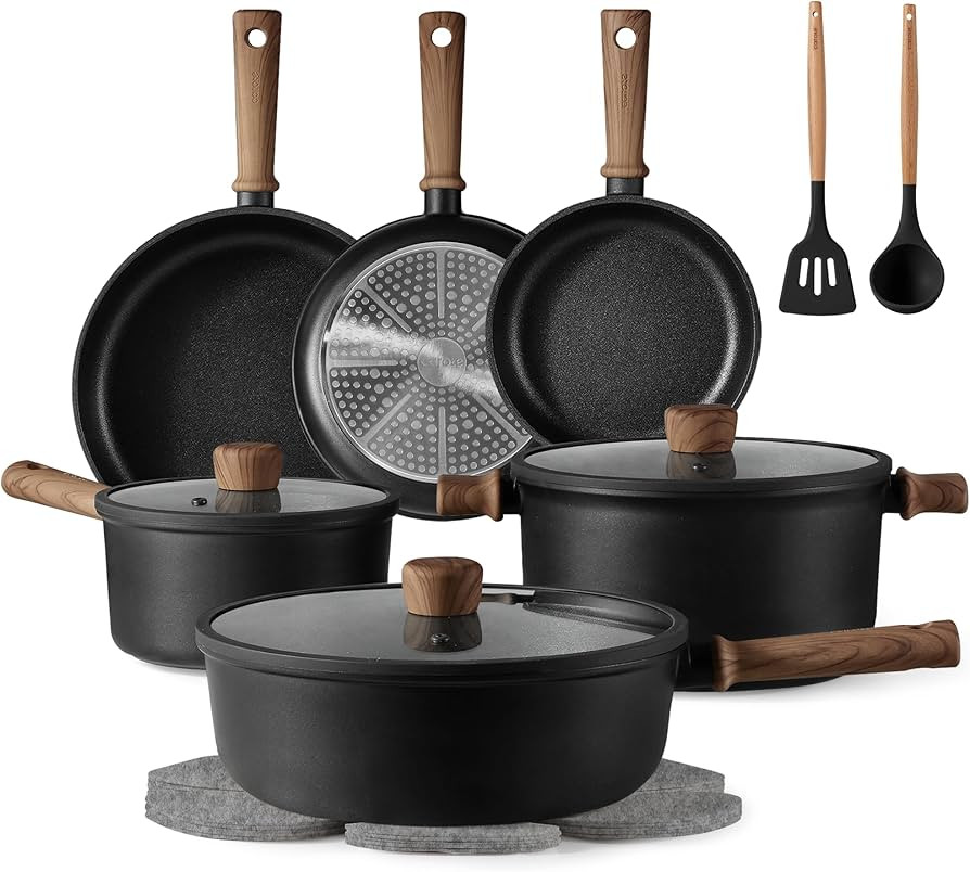 CAROTE Nonstick Pots and Pans, Induction Titanium Cookware Set 16pcs Kitchen Cooking Sets, Pot an... | Amazon (US)