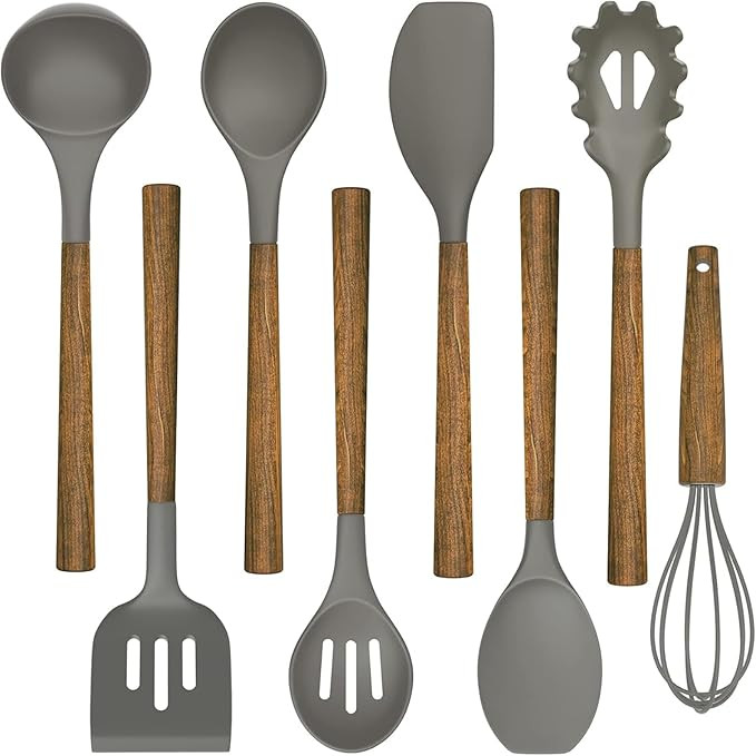 Umite Chef Silicone Cooking Utensil Set, 8-Piece Kitchen Utensils Set with Natural Acacia Wooden ... | Amazon (US)